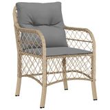 vidaXL Ensemble de jardin 7 pièces avec coussins, polyrotin, beige mélangé