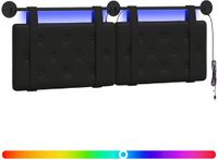 vidaXL Hangend hoofdbord Met LED-verlichting Zwart Kunstleer