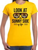 Bellatio Decorations Sunny side feest t-shirt / shirt Look at the sunny side of life voor dames - geel - Beach party outfit / kleding/ verkleedkleding/ carnaval shirt XXL