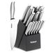Velaze set de blocs à couteaux, set de 15 couteaux avec un porte-couteaux, couteau de chef en acier inoxydable, manche ergonomique (argent)
