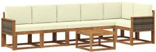 vidaXL - Extérieur - canapé - ensemble - 7 - pièces - Naturel - et - Crème - Polyester