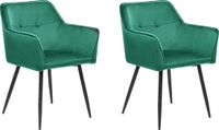 Beliani JASMIN - Chaise de salle à manger set de 2 - Vert - Velours - Design - Tissu - Métal