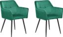 Beliani JASMIN - Chaise de salle à manger set de 2 - Vert - Velours - Design - Tissu - Métal