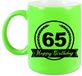 Bellatio Decorations Shoppartners Bv Happy Birthday 65 years cadeau mok / beker met wimpel - 330 ml - neon groen - verjaardag