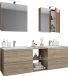 VCM Badinos XXL Badmeubel Set - 195 cm - Sonoma Eiken - 2 Keramische Wastafels - Spiegelkasten