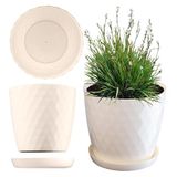 Merkloos / Sans marque Kadax Bloempot, pot voor bloemen en planten met onderzetter, plantenbak, licht en duurzaam materiaal, decoratieve pot voor planten (30 cm, crème)