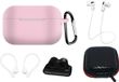 Étui en silicone pour AirPods Pro 2 / AirPods Pro 1 + housse de protection / boucle d'oreille / dragonne / support de bracelet de montre / mousqueton - Rose