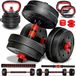 RE:SPORT Set haltères 3 en 1 15kg | Set haltères réglable avec Kettlebell | Haltère, Barre d'haltères & Kettlebell | Verrouillages en étoile & tube de connexion