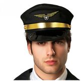 Atosa Carnaval verkleed Piloten hoedje - zwart/goud