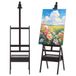 VEVOR Chevalet d'atelier en H pour toile jusqu'à 910 mm, couleur noyer, chevalet de peinture en bois de hêtre massif, hauteur réglable pour utilisation assise ou debout, avec tiroir de rangement