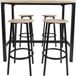 Home Deco Loka Bartafel Set met Houten Blad en Zwart Metalen Frame + 4 Bar Krukken