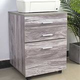 BAKAJI Ladekast, bureau, meubelstuk, printerdeur, van MDF-hout, met 3 laden en 4 draaibare wielen, modern design, meubels voor thuis, kantoor, afmetingen 46,5 x 45 x 64 cm (grijs)