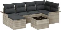 vidaXL Tuinbank - Set - 7-delig - Lichtgrijs - Polyrattan