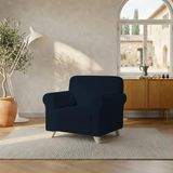 Italian Bed Linen LESLIE Elastische en uittrekbare bankovertrek, donkerblauw voor 1-zits
