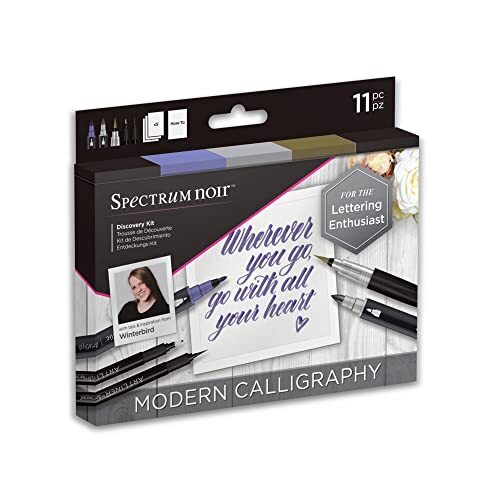 Spectrum Noir Premium Adult kleur- en kunstsets - Compleet inclusief alcoholinkt kleurpennen, voeringen, bedrukte kunstbladen en handleiding door Pro Artist-Modern Kalligrafie Discovery Kit, One Size