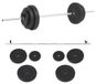 Halterset verchroomd met 60 kg gewichten voor krachttraining