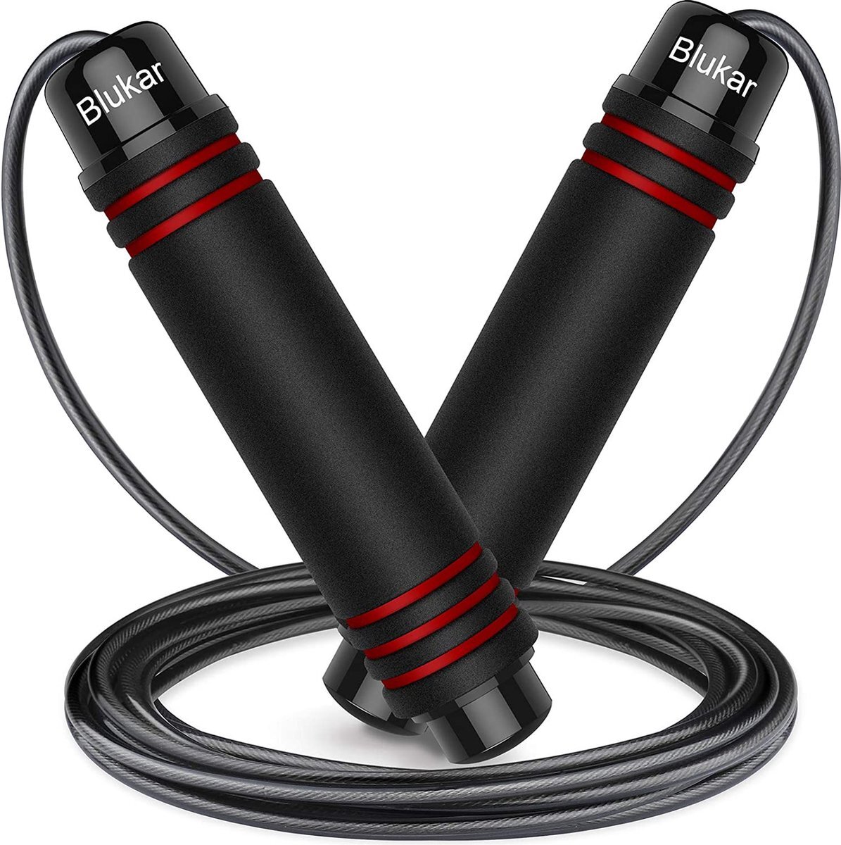 merk lose Blukar Skipping Rope with Skin-Friendly Foam Handles, Speed Rope, Adjustable Length, Non-Slip and Ideal for Fitness and Endurance Training, Suitable for Children and Adults