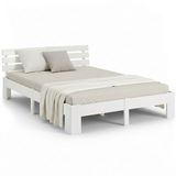 Homestyle4u Tweepersoonsbed 180x200 cm - Houten bed - Bedframe - Wit