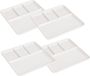 Excellent Houseware Gourmetbord - 4x - 4 vakjes - vierkant - wit - porselein - D25 cm - Fonduebord/barbecue bord