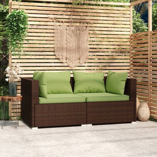 The Living Store Hoekbank Tuinmeubelen - 140 x 70 x 60.5 cm - Bruin PE-Rattan