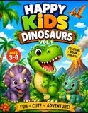 Happy Kids Dinosaurs Vol.1: Cute Dinosaur Coloring Book for Kids Ages 3–8 | Fun and Easy Dinosaur Coloring Pages for Boys and Girls