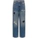 ONLY & SONS JUNIOR OSJEDGE ripped straight leg jeans met slijtage - donkerblauw denim