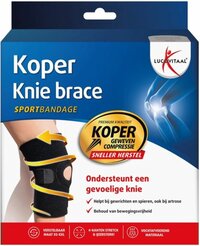 Lucovitaal Kniebrace - Koper Geweven Compressie - Zwart - One Size - Volwassenen