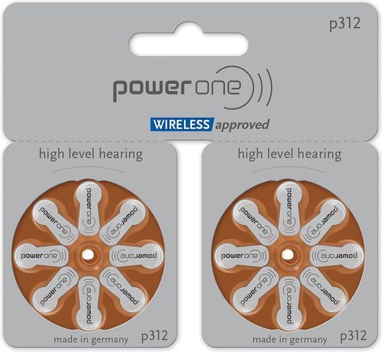 Power One Gehoorapparaat batterijen - 16 stuks - P312 / PR312 / PR41