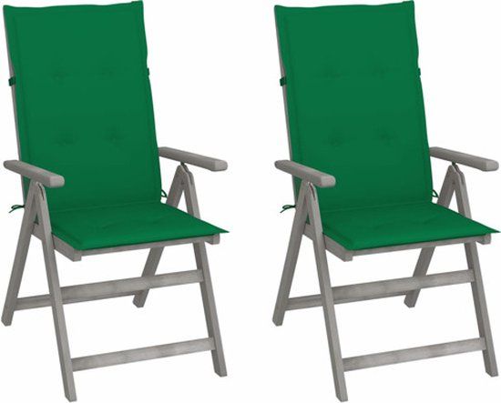 vidaXL Tuinstoelen 2 stuks verstelbaar met kussens massief acaciahout