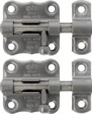 AMIG schuifslot/plaatgrendel - 2x - 4 x 3.8 cm - acier inoxydable mat - porte - portail