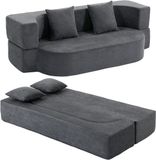 HOMCOM Slaapbank 2-zits, Polyester, 190L x 80B x 60H cm, Donkergrijs