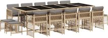 vidaXL 15-delige Tuinset met Kussens, Poly Rattan, Gemengd Beige