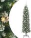 vidaXL - Kunstmatige - slanke - kerstboom - Groen - en - Wit - 180 - cm