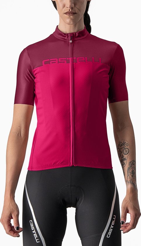 Castelli Fietsshirt Korte Mouwen Dames Rood Roze - CASTELLI VELOCISSIMA JERSEY PERSIAN RED BORDEAUX - S