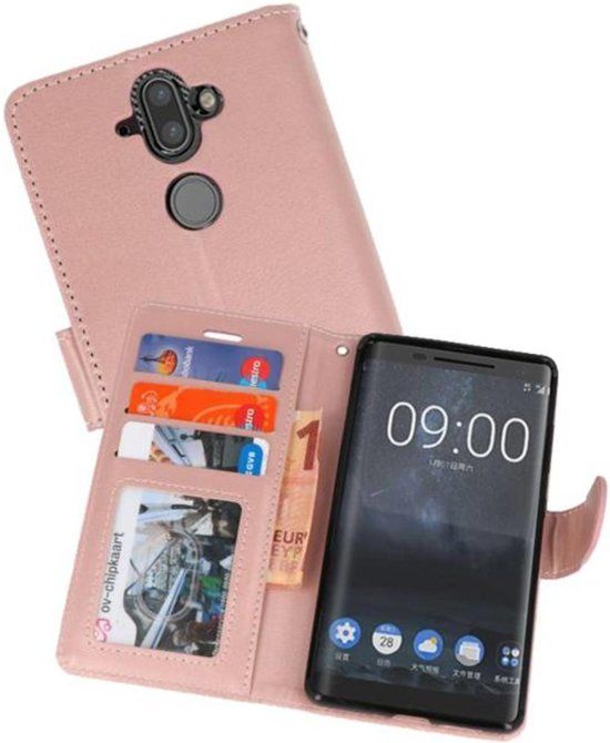 Best Cases Roze Wallet Case Hoesje voor Nokia 8 Sirocco - 8718883920538