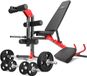 Marbo Sport Banc d'haltères MH1 avec extension jambes et pupitre à biceps - Ensemble haltères de 42 kg avec disques en caoutchouc