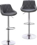 OEM Shenzhen Haorui Industrial Technology Co., Ltd. Barkrukken - Set van 2 - Grijs - Kunstleer - Met Rugleuning - Hoogte Verstelbaar