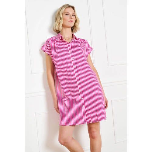 LOLALIZA Linnen Gestreepte Blousejurk Roze