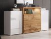 Buffet URBY 2 portes 3 tiroirs chêne wotan/blanc brillant