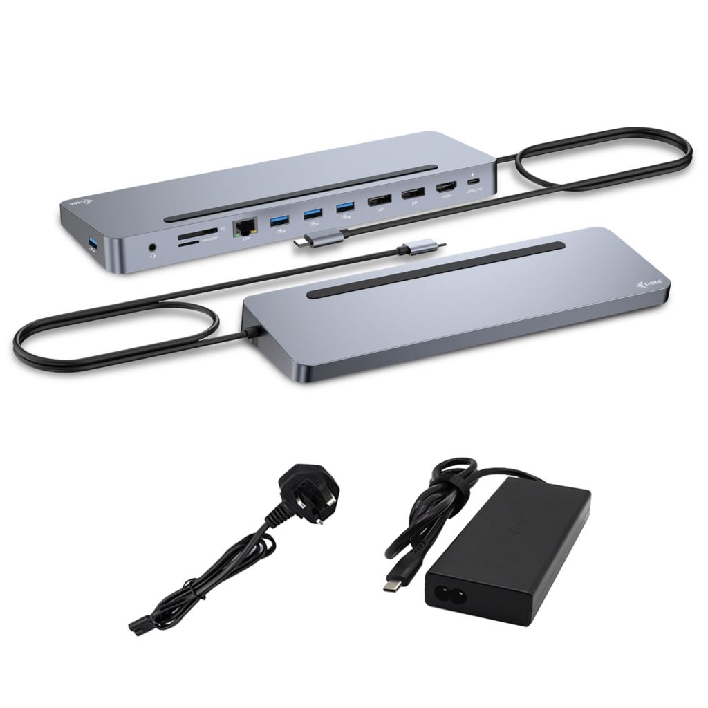 i-tec USB-C Metal Ergonomic 3x 4K Display Docking Station with Power Delivery 100W - Silver
