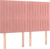 vidaXL Hoofdbord Roze Fluweel 144x5x118/128 cm