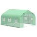 Serre de jardin 10,5 m² Dim. 3,5l x 3l x 2h m Porte + 6 fenêtres enroulables Acier galvanisé Bâche PE haute densité Vert