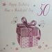 White Cotton Cards Happy Birthday Have a Wonderful Day Pink Gift 50th Birthday Handmade Card