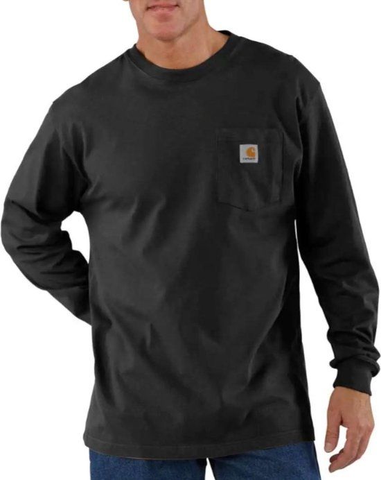 Carhartt K126 Heavyweight LS Pocket T-Shirt - Zwart - Heren - XXL