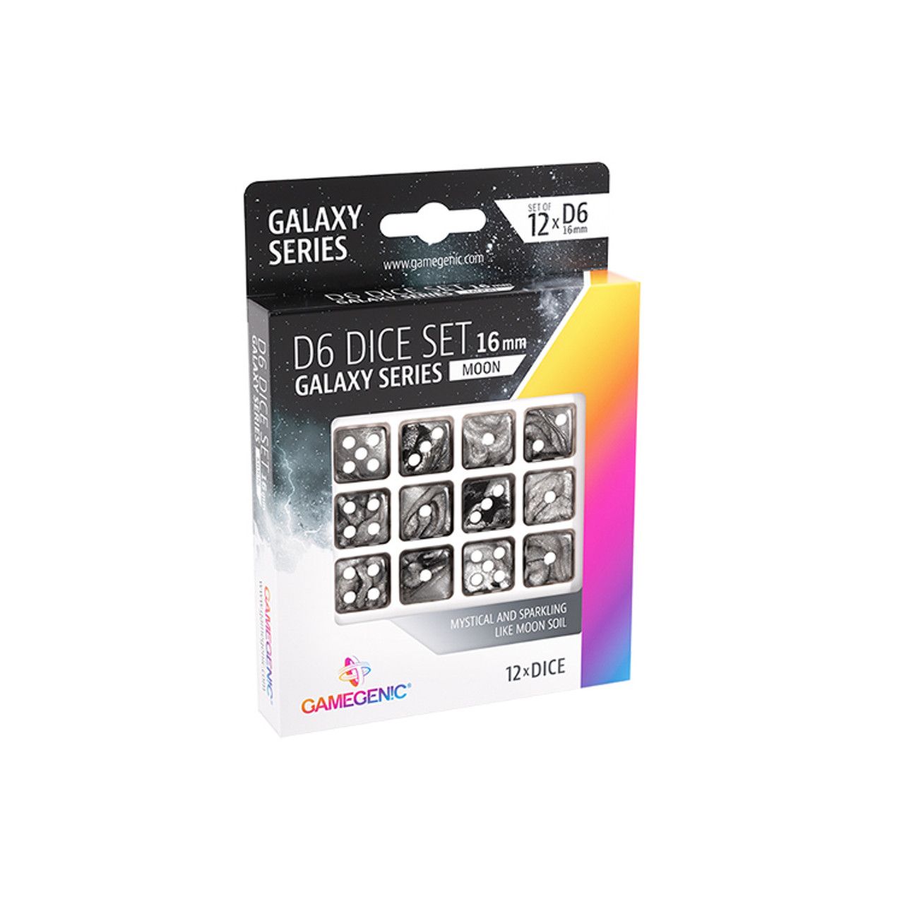 GameGenic D6 Dice Set - Galaxy Series Moon (12 stuks) - EAN: 4251715405178