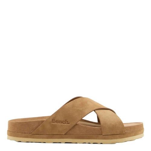 Bench cognac imitatieleren slippers