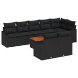 vidaXL - Tuinbank - Set - 8 zitplekken - Zwart - Polyrattan