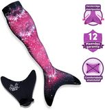 Mermaidsisters Mermaid Sisters Pink Passion - Zeemeermin Staart met Monovin voor Meisjes - Roze/Zwart - Maat 146-158