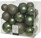 Decoris Kerstballen - 26x st - mosgroen - 6-8-10 cm - kunststof