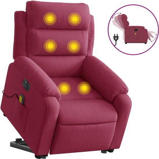 vidaXL Sta-op-massagestoel elektrisch verstelbaar fluweel wijnrood